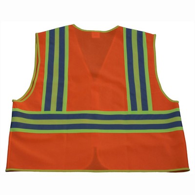 Deluxe CB2 Orange Solid/Lime Contrast Two Tone DOT ANSI Type R Class 2 Safety Vest