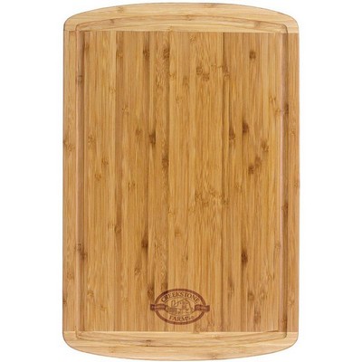 2-Tone Vertical Grain Grooved Bamboo Cutting Board - 18"