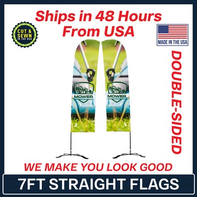 7' Double Sided Premium Straight Flag with Black X Base & Carry Bag - Made in the USA