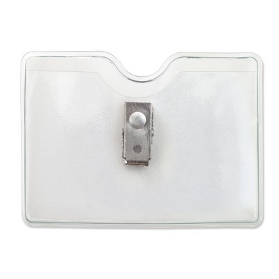 Orange Peel Textured Credit-Card-Size Clip-On Vinyl Badge Holder, 3.5" x 2.3"