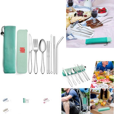 7 Piece Reusable Stainless Steel Flatware Set