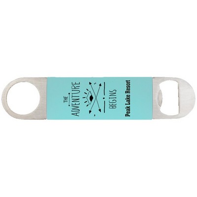 1 1/2" x 7" Teal/Black Bottle Opener with Silicone Grip