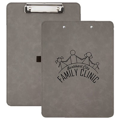 9" x 12 1/2" Gray Leatherette Clipboard