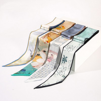 Pure Silk Designer Scarf for Hair Decoration and Handbag Wrap