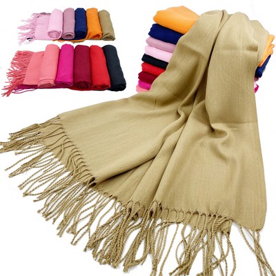 Pashmina Woven Scarf With FringesLoupe
