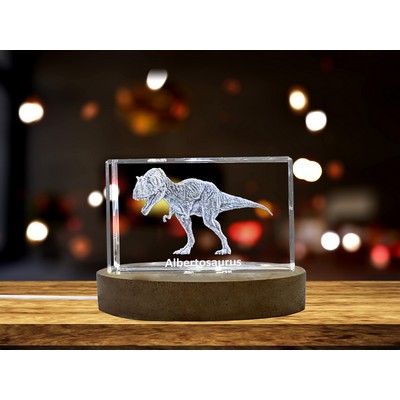 Albertosaurus Dinosaur 3D Engraved Crystal Keepsake w/LED Light