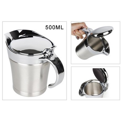 17 Oz. Stainless Steel Gravy Boat with Hinged Lid