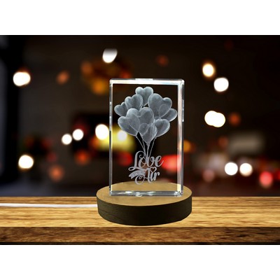 Love is in the Air 3D Engraved Crystal Award Trophy w/LED Base