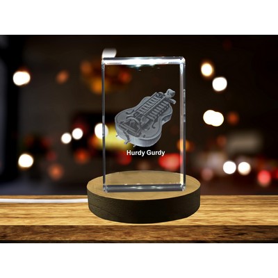 Hurdy Gurdy 3D Engraved Crystal Trophy Award