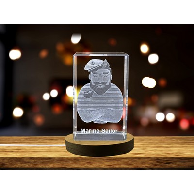 Sailor 3D Engraved Crystal Trophy Award w/LED Base - Mariners Recognition