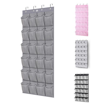 24 Grid Non-woven Fabric Door Hanging Storage Mesh Bag