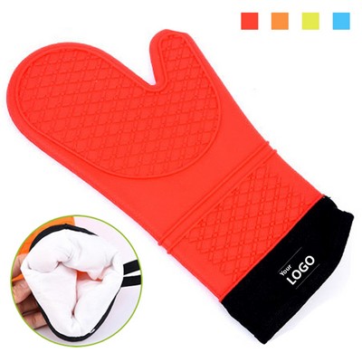 Heat Resistant Silicone Oven Mitt w/Soft Cotton Lining