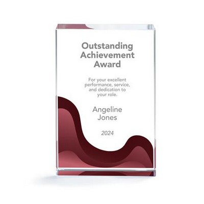 Large Optic Crystal Block with Stock Color Background (Red)