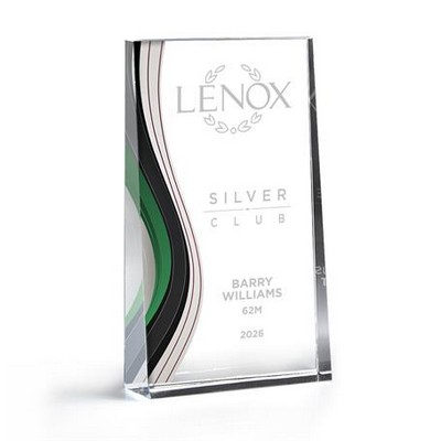 Medium Optic Crystal Wedge with Colorful Wave Design (Green)