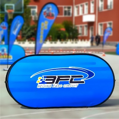6.5 x 3' Oval Pop Out Banner Display Foldable Advertising Frame with Carry Bag