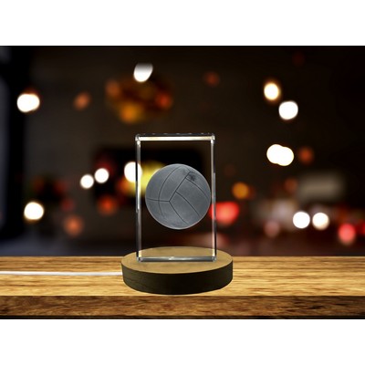 Waterpolo Ball 3D Engraved Crystal Trophy w/LED Base