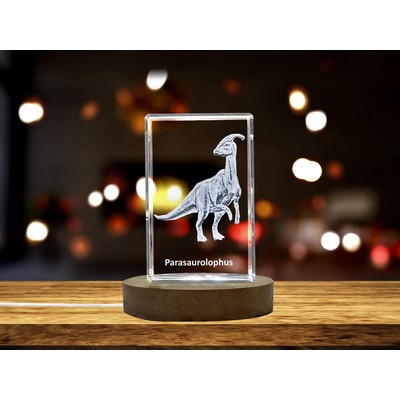 Parasaurolophus Dinosaur 3D Engraved Crystal Trophy Award