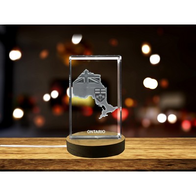 Ontario 3D Engraved Crystal Trophy Award w/LED Base