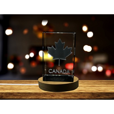 Maple Leaf Canada 3D Engraved Crystal Trophy Award