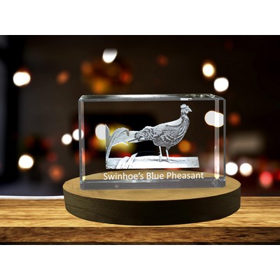 Swinhoe's Blue Pheasant 3D Engraved Crystal Trophy Award