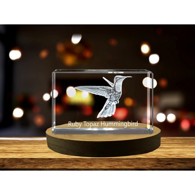 Ruby Topaz Hummingbird 3D Engraved Crystal Trophy Award