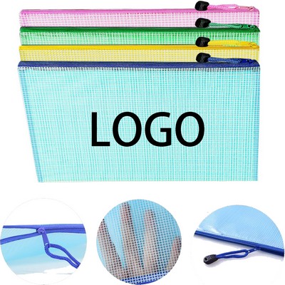 A4 Size Mesh Bags With Zipper Plastic File Document Bags