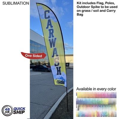 48Hr Quick Ship - 13' Medium Feather Flag Kit, Full Color Graphics One Side, Spike and Bag Included.