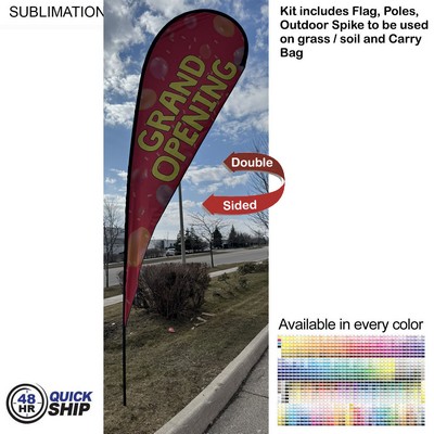 48 Hr Quick Ship -16' X-Large Tear Drop Flag Kit, Full Color Graphics Double Side, Spike and Bag