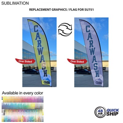 48 Hr Quick Ship - Replacement Flag for 13' Medium Feather Flag Kit, Full Color Graphics One Side