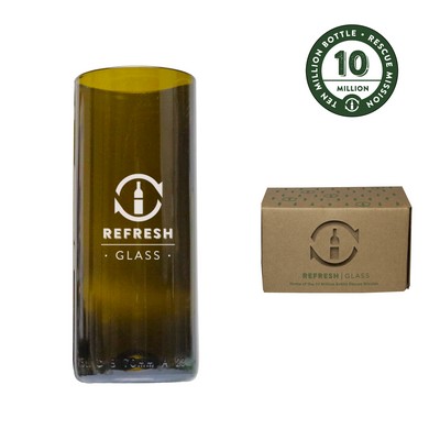 20oz Amber Refresh Glass made from rescued wine bottles