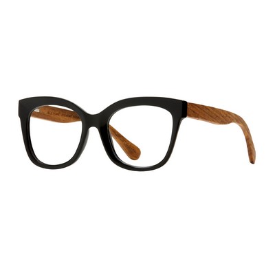 Nora Eco-Sustainable Matte Onyx/Walnut Wood Reading Glasses