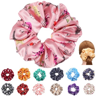 Full Color Satin Hair Scrunchie Elastic Hair Tie