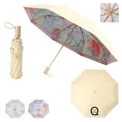 21" Tri-Fold Decal Folding Umbrella