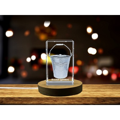 Garden Bucket 3D Engraved Crystal Trophy Award w/LED Base Light