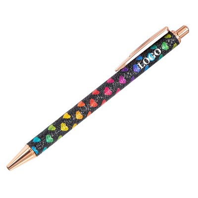 Metal Ballpoint Pen with Heart Pattern