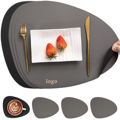 Dual-Sided Placemats Waterproof Faux Leather Placemats Set of 4 Place Mats and Coasters