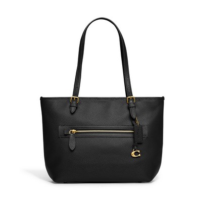 COACH Polished Pebbled Leather Taylor Tote - Black/Brass