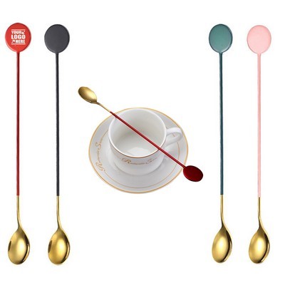 Dual Color Round Tail Stainless Steel Stirrer Spoon