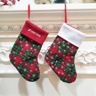 9" Christmas Mini Stockings Plaid Snowflake Christmas Stockings Christmas Hanging