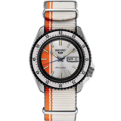 Seiko Watch 5 Sports Ss Automatic Orange/Silver Dial