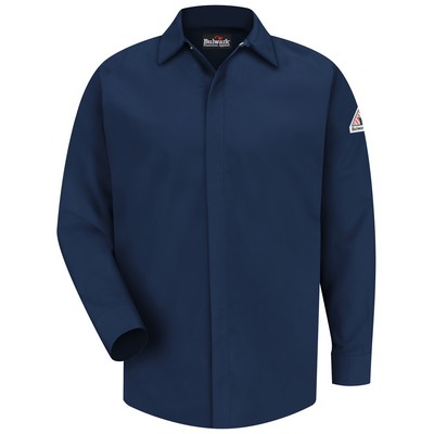 Bulwark® Men's Midweight FR Pocketless Concealed-Gripper Navy Work Shirt