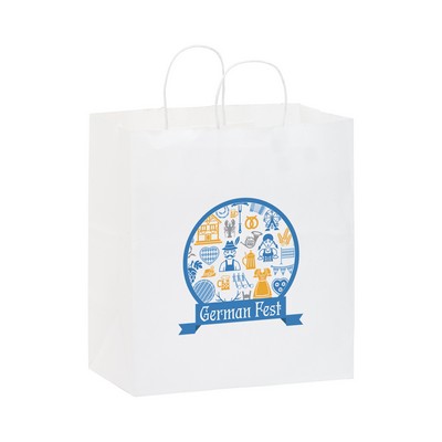 White Kraft Shopper with Full Color Digital Print (14 1/2 x 9 1/2 x 16 1/4)