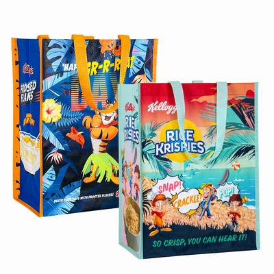 145g Custom Full-Color Laminated Woven Promotional Reusable Grocery Bag (12"x16"x8")