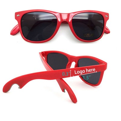 2-in-1 Custom Classic 100% UVA & UVB Protection Plastic Sunglasses w/Bottle Opener