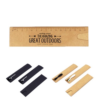 200 Gsm Kraft Paper Pen Pouch with Ruler