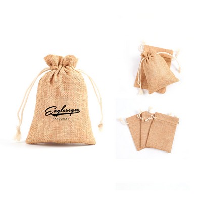 Christmas Linen Gift Drawstring Pouch