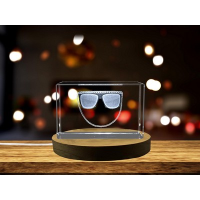 Hip Hop Sunglasses 3D Engraved Crystal Trophy Award w/LED Base Light