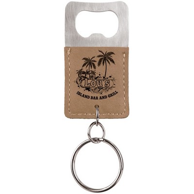 Rectangle Leatherette Bottle Opener Keychain