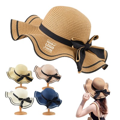 Women Straw Hat with Curved Brim