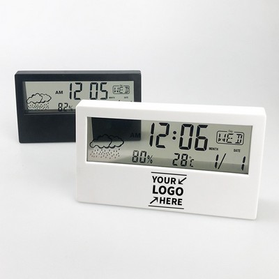 Transparent LCD Thermometer Hygrometer Clock
